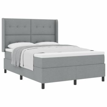 Boxspringbett mit Matratze Hellgrau 140x200 cm Stoff