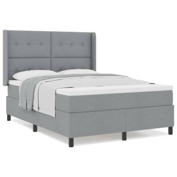 Boxspringbett mit Matratze Hellgrau 140x200 cm Stoff