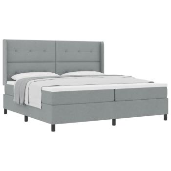 Boxspringbett mit Matratze Hellgrau 200x200 cm Stoff