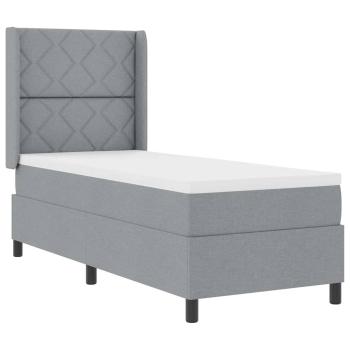 Boxspringbett mit Matratze Hellgrau 90x190 cm Stoff
