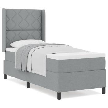 Boxspringbett mit Matratze Hellgrau 90x190 cm Stoff