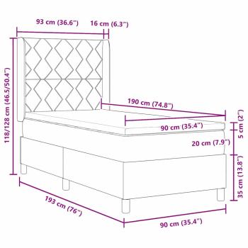 Boxspringbett mit Matratze Dunkelgrau 90x190 cm Stoff