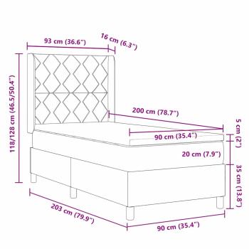 Boxspringbett mit Matratze Blau 90x200 cm Stoff
