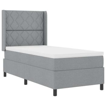 Boxspringbett mit Matratze Hellgrau 100x200 cm Stoff