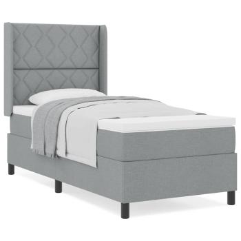 Boxspringbett mit Matratze Hellgrau 100x200 cm Stoff
