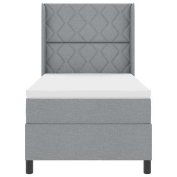 Boxspringbett mit Matratze Hellgrau 100x200 cm Stoff