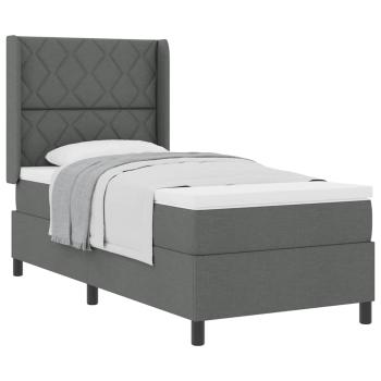 Boxspringbett mit Matratze Dunkelgrau 100x200 cm Stoff