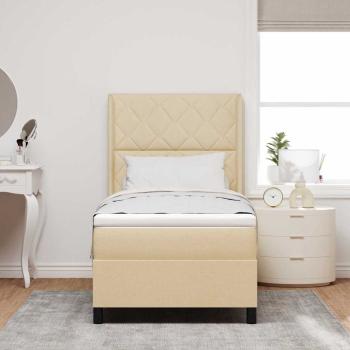 Boxspringbett mit Matratze Creme 100x200 cm Stoff
