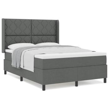 Boxspringbett mit Matratze Dunkelgrau 140x190 cm Stoff