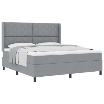 Boxspringbett mit Matratze Hellgrau 180x200 cm Stoff