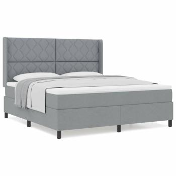 Boxspringbett mit Matratze Hellgrau 180x200 cm Stoff