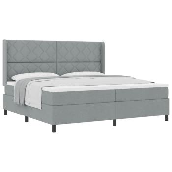 Boxspringbett mit Matratze Hellgrau 200x200 cm Stoff
