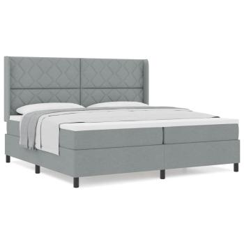 Boxspringbett mit Matratze Hellgrau 200x200 cm Stoff