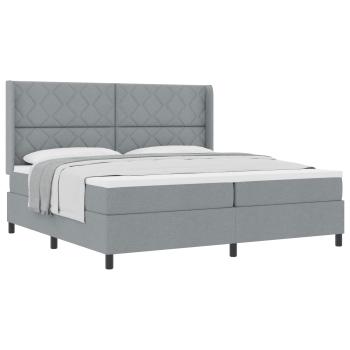 Boxspringbett mit Matratze Hellgrau 200x200 cm Stoff