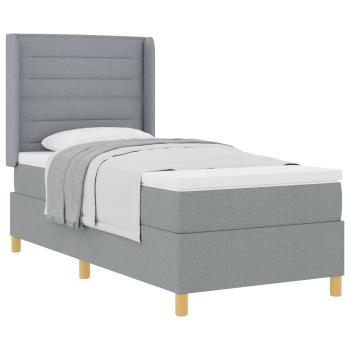 Boxspringbett mit Matratze Hellgrau 80x200 cm Stoff