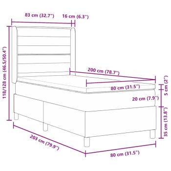 Boxspringbett mit Matratze Schwarz 80x200 cm Stoff