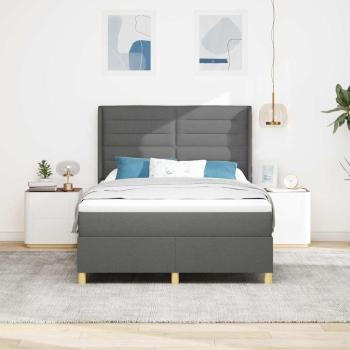 ARDEBO.de - Boxspringbett mit Matratze Dunkelgrau 140x200 cm Stoff