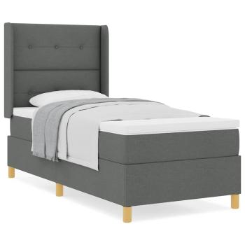 Boxspringbett mit Matratze Dunkelgrau 90x200 cm Stoff