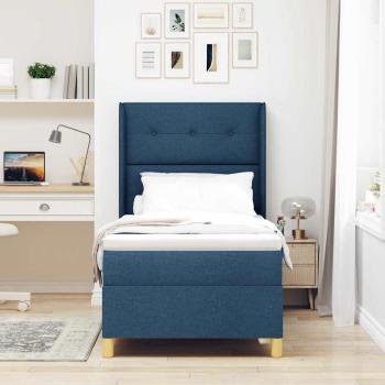 Boxspringbett mit Matratze Blau 90x200 cm Stoff