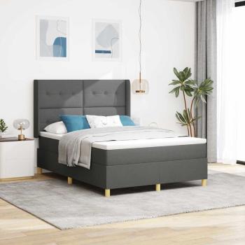 ARDEBO.de - Boxspringbett mit Matratze Dunkelgrau 140x200 cm Stoff