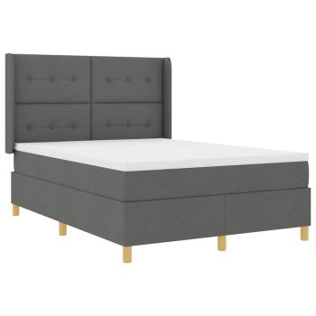 Boxspringbett mit Matratze Dunkelgrau 140x200 cm Stoff