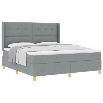 Boxspringbett mit Kopfteil Hellgrau 180 x 200 cm Stoff
