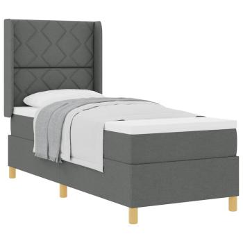 Boxspringbett mit Matratze Dunkelgrau 80x200 cm Stoff