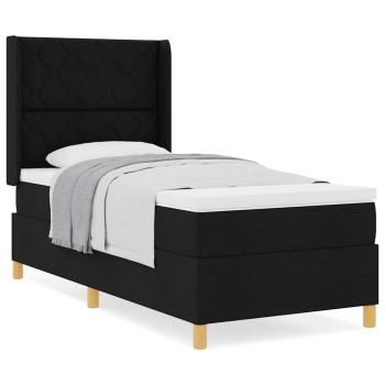 Boxspringbett mit Matratze Schwarz 100x200 cm Fabric