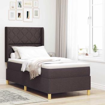ARDEBO.de - Boxspringbett mit Matratze Dunkelbraun 100x200 cm Stoff
