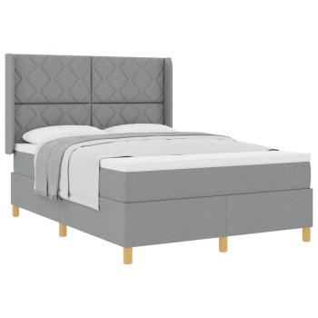 Boxspringbett mit Matratze Hellgrau 140x200 cm Stoff