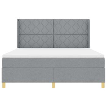 Boxspringbett mit Matratze Hellgrau 180x200 cm Stoff