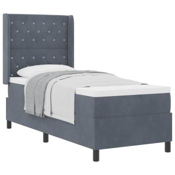 Boxspringbett mit Matratze Dunkelgrau 80x200 cm Samt