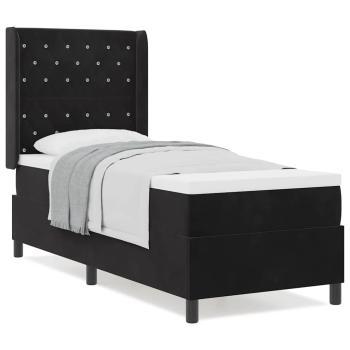 Boxspringbett mit Matratze Schwarz 80x200 cm Samt