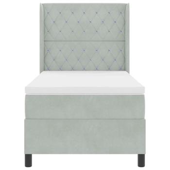Boxspringbett mit Matratze Hellgrau 90x200 cm Samt