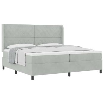 Boxspringbett mit Matratze Hellgrau 200x200 cm Samt