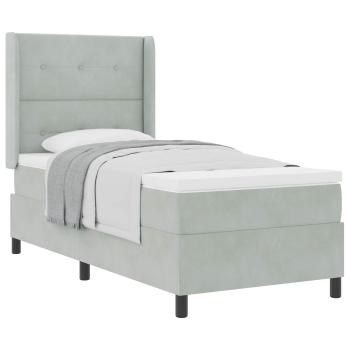 Boxspringbett mit Matratze Hellgrau 80x200 cm Samt