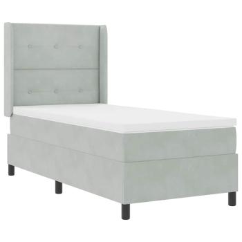 Boxspringbett mit Matratze Hellgrau 90x190 cm Samt