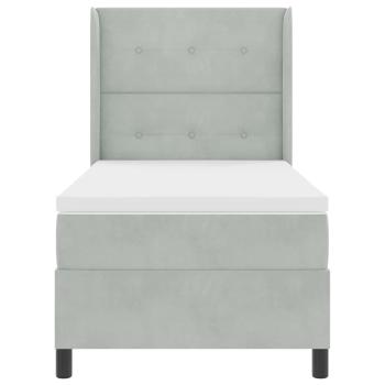 Boxspringbett mit Matratze Hellgrau 90x200 cm Samt