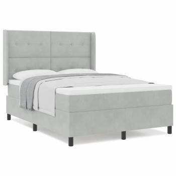 Boxspringbett mit Matratze Hellgrau 140x190 cm Samt