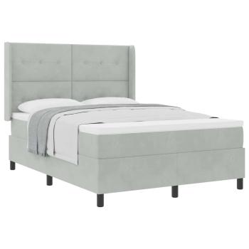 Boxspringbett mit Matratze Hellgrau 140x200 cm Samt