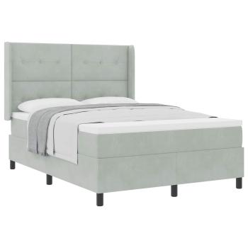 Boxspringbett mit Matratze Hellgrau 160x200 cm Samt