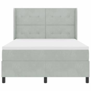 Boxspringbett mit Matratze Hellgrau 160x200 cm Samt