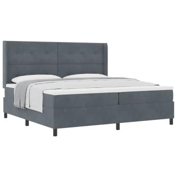 Boxspringbett mit Matratze Dunkelgrau 200x200 cm Samt
