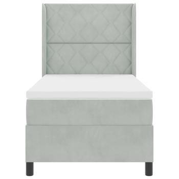 Boxspringbett mit Matratze Hellgrau 90x200 cm Samt