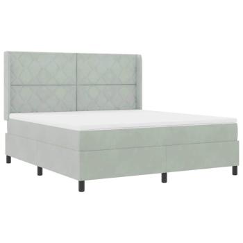 Boxspringbett mit Matratze Hellgrau 180x200 cm Samt