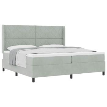 Boxspringbett mit Matratze Hellgrau 200x200 cm Samt