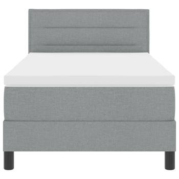 LED Boxspringbett mit Matratze Hellgrau 80x200 cm Stoff