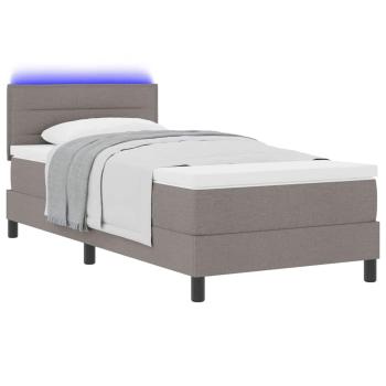 LED Boxspringbett mit Matratze Taupe 80x200 cm Stoff