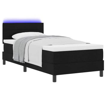 LED Boxspringbett mit Matratze Schwarz 90x190 cm Stoff