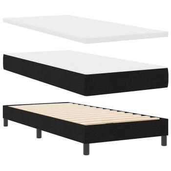 LED Boxspringbett mit Matratze Schwarz 90x200 cm Stoff